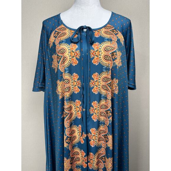 Only Necessities 18/20 Blue Zip Up Floral Paisley House Dress Muu Muu. - Picture 2 of 16